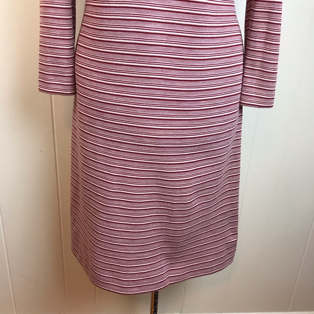 Vintage 60s/70s Maroon White Go Go Sheath Dress - Picture 6 of 8